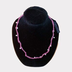 Anne Taylor Fuchsia / Sliver / Faux Pearl Necklace